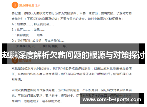 赵鹏深度解析欠薪问题的根源与对策探讨 赵鹏深度解析欠薪问题的根源与对策探讨